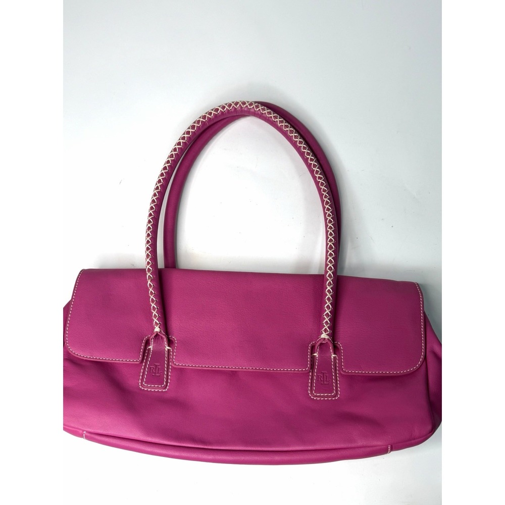 Vintage Lauren Ralph Lauren Pink Leather Tote Handbag
